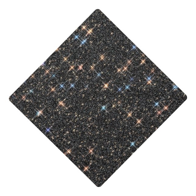 Cool Elegant Black Glitter Sparkle Graduation Cap Topper (Front)