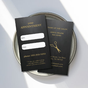Cool Elegant Black Gold Scissor Appointment Card