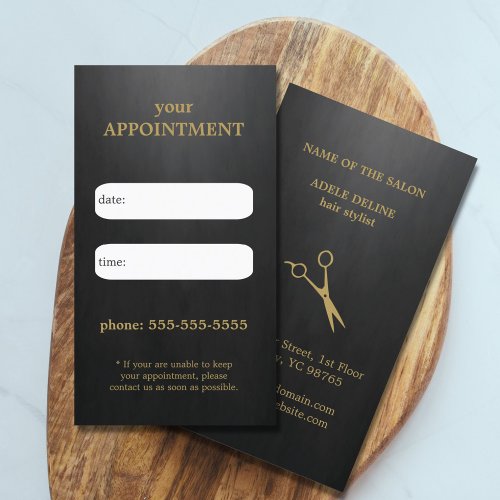 Cool Elegant Black Gold Scissor Appointment Card