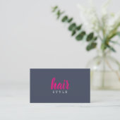 Cool Elegant Blue Pink White Hair Stylist Business Card (Standing Front)