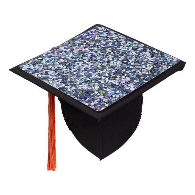 Cool Elegant Colorful Sequins Graduation Cap Topper (Angled)