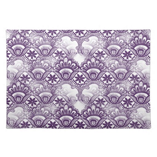 Cool Elegant Distressed Purple Lace Damask Pattern Placemat | Zazzle