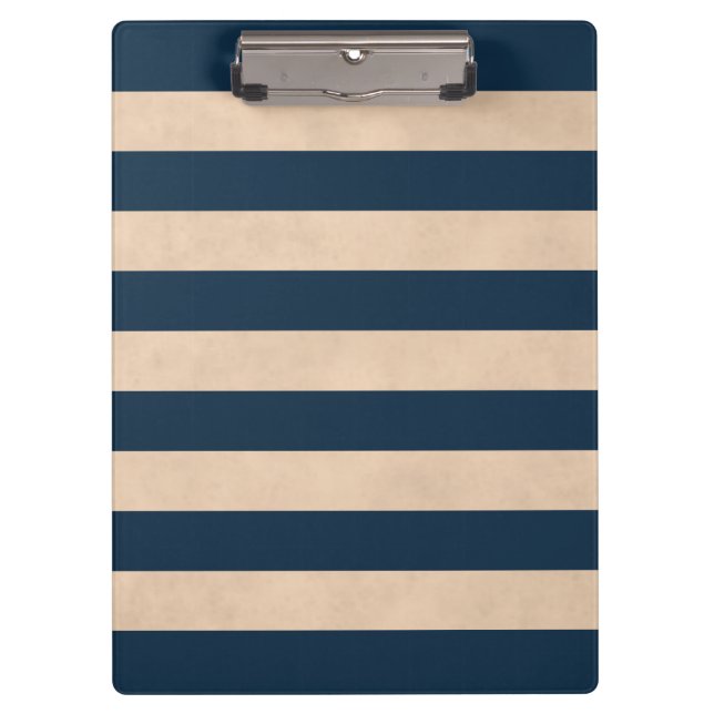 Cool Elegant Girly Rose Dark Blue Striped Clipboard (Front)
