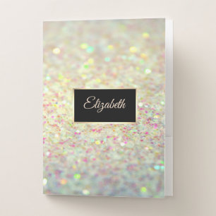 Cool Elegant Glitter Bokeh , Frame, Personalized Pocket Folder