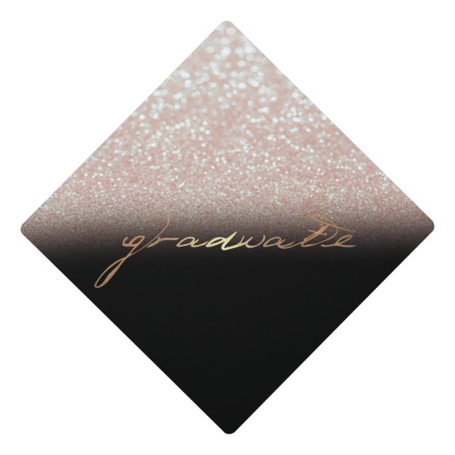 Cool Elegant Glitter Bokeh Ombre Graduate Graduation Cap Topper (Front)