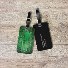 Cool Elegant Green Circuit Board Black Luggage Tag