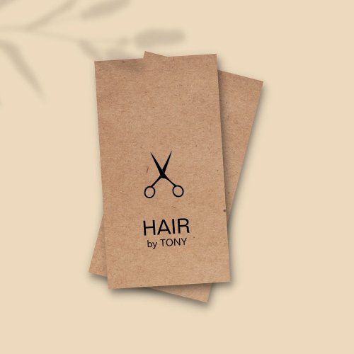 Cool Elegant Kraft Paper Black Scissor Hairstylist Business Card