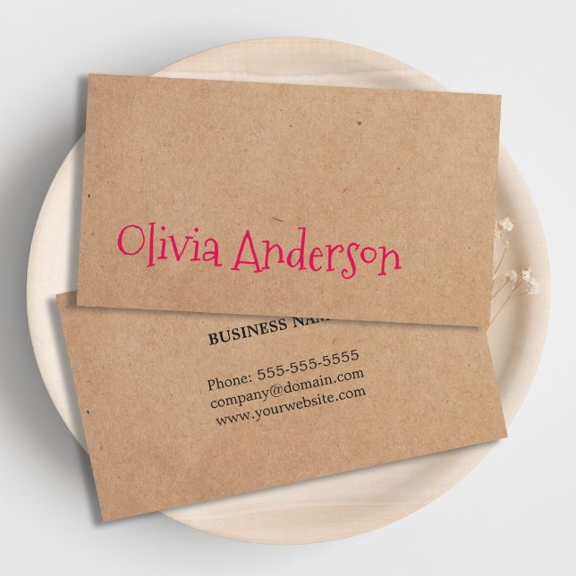Cool Elegant Kraft Paper Pink Consultant Business Card (Creator Uploaded)