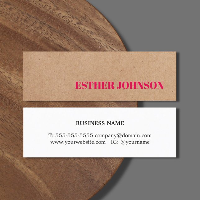 Cool Elegant Kraft Paper Pink Consultant  Mini Business Card (Creator Uploaded)