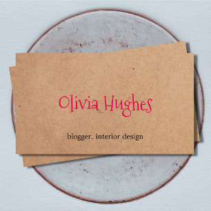 Cool Elegant Kraft Paper Pink Interior Designer Business Card