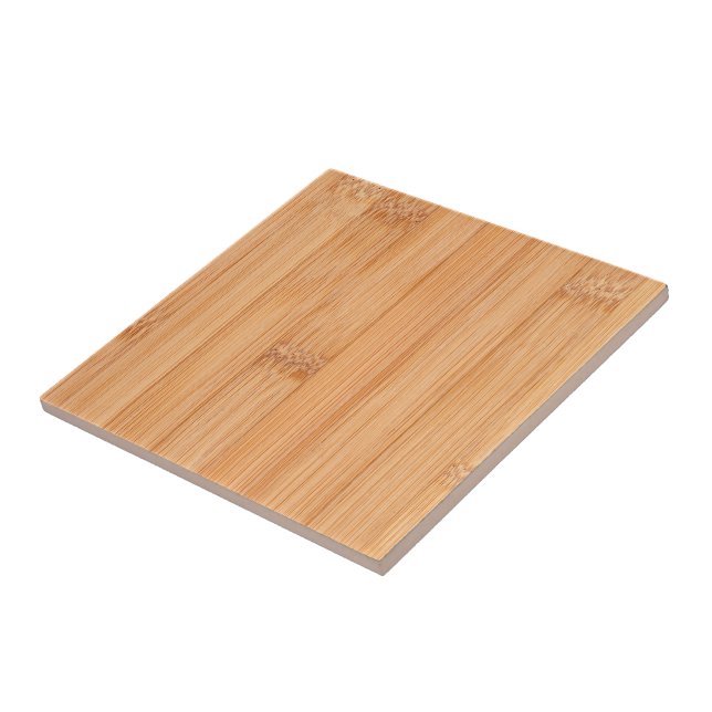 Cool elegant light brown bamboo wood print ceramic tile (Side)