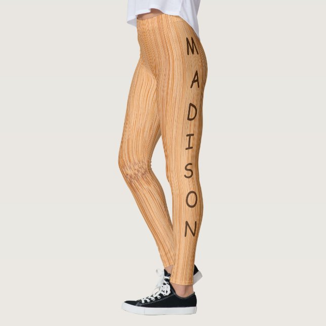 Cool elegant light brown bamboo wood print legging (Left)