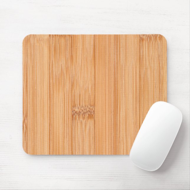 Cool elegant light brown bamboo wood print mouse pad (With Mouse)