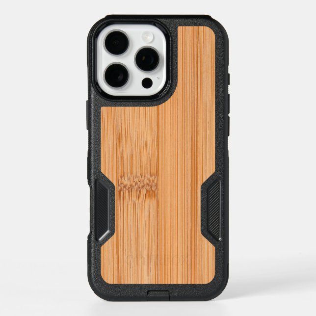 Cool elegant light brown bamboo wood print otterbox iPhone case (Back)
