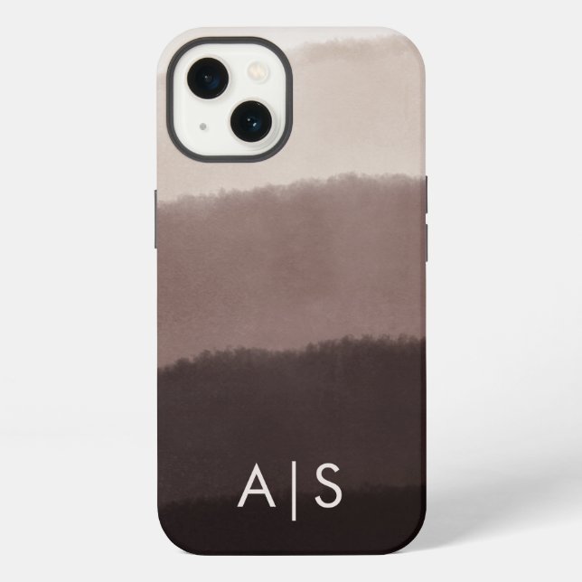 Cool Elegant Monogrammed Initials Walnut Brown Iphone Case (Back)