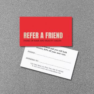 Cool Elegant Red Golden Beauty Salon  Referral Card