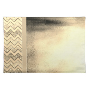Cool Elegant Trendy Chevron Gold Glitter Cloth Placemat