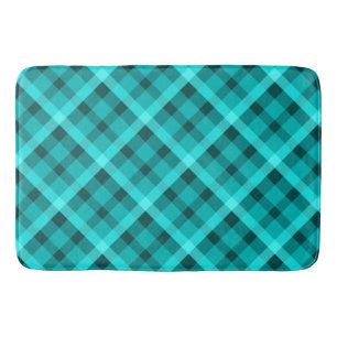 Cool Elegant Turquoise Plaid Large Bath Mat