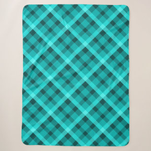 Cool Elegant Turquoise Plaid Large Sherpa Blanket