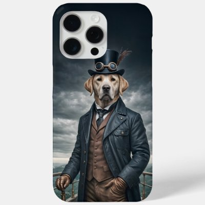 Cool Elegant Victorian Steampunk Labrador Dog Art iPhone 15 Pro Max Case