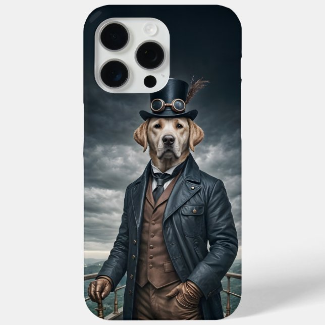 Cool Elegant Victorian Steampunk Labrador Dog Art Case-Mate iPhone Case (Back)
