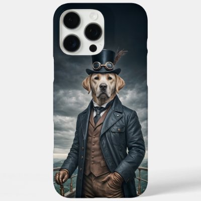 Cool Elegant Victorian Steampunk Labrador Dog Art iPhone 16 Pro Max Case