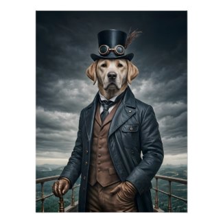 Cool Elegant Victorian Steampunk Labrador Dog Art