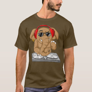 Cool Elephant DJ Funny Party Animal Music Mixer T-Shirt