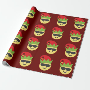 Cool Elf Emoji Christmas Season Wrapping Paper