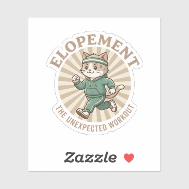 Cool Elopement Autism Cat Humor Unexpected Workout Sticker (Sheet)