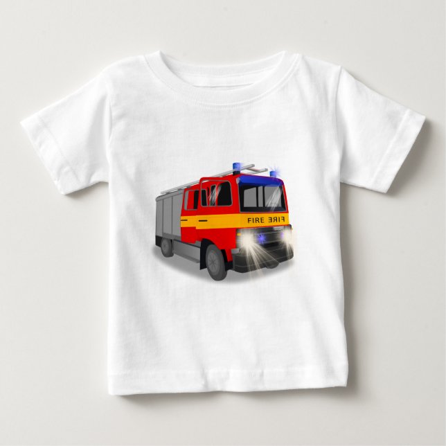 Cool Emergency Fire Engine Cartoon Design for Kids Baby T-Shirt (Front)