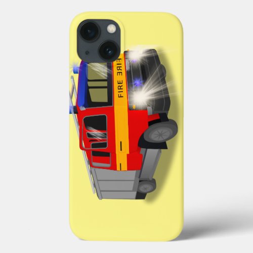 Cool Emergency Fire Engine Cartoon Design for Kids iPhone 13 Case