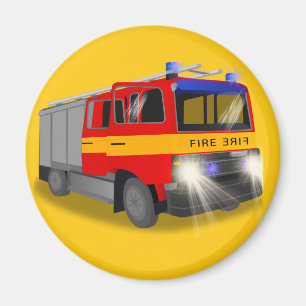 Cool Emergency Fire Engine Cartoon Design for Kids Magnet