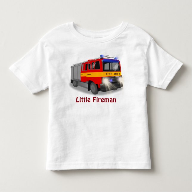 Cool Emergency Fire Engine Cartoon Design for Kids Toddler T-shirt (Front)