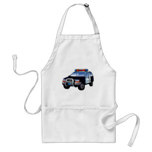 Cool Emergency Police Car Cartoon Design for Kids Adult Apron