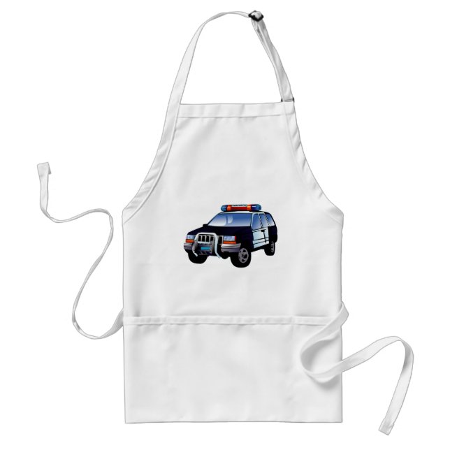 Cool Emergency Police Car Cartoon Design for Kids Adult Apron (Front)