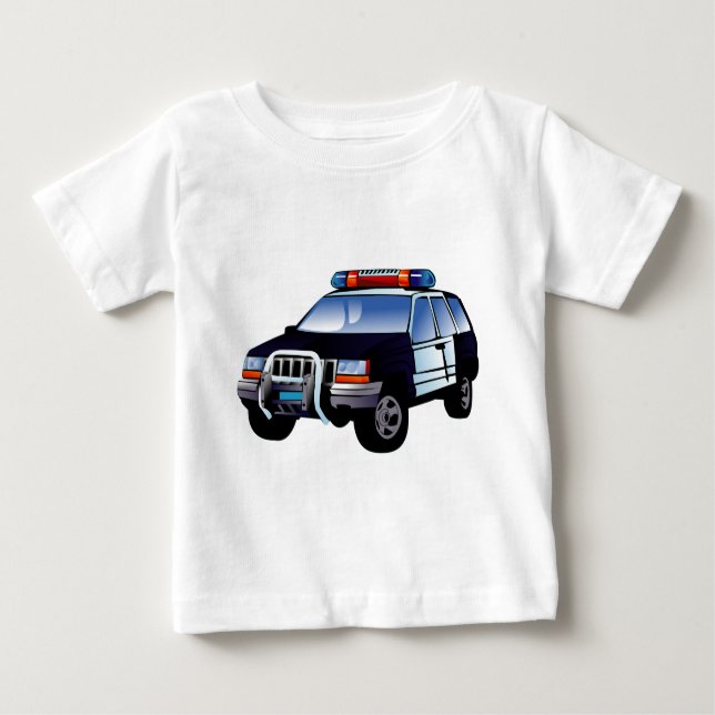 Cool Emergency Police Car Cartoon Design for Kids Baby T-Shirt (Front)