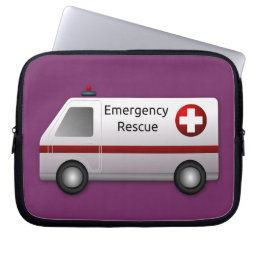 Cool Emergency Rescue Ambulance Cartoon Design Laptop Sleeve