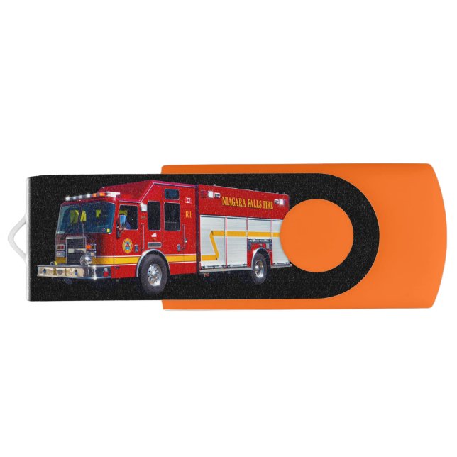 Cool Emergency Vehicle Fire Engine Fire-truck USB Flash Drive (Back)