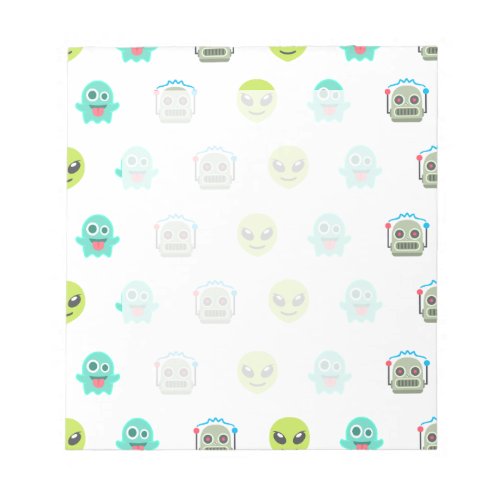 Cool Emoji Alien Ghost Robot Face Pattern Notepad