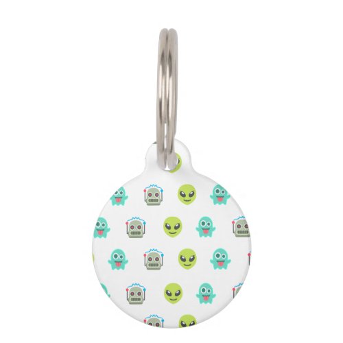 Cool Emoji Alien Ghost Robot Face Pattern Pet Name Tag