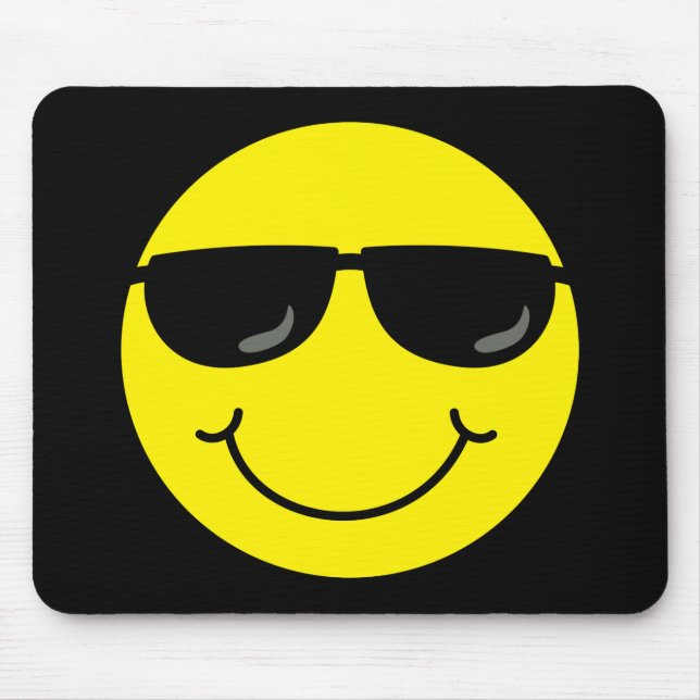 Cool Emoji Face Sunglasses on Black Mouse Pad (Front)