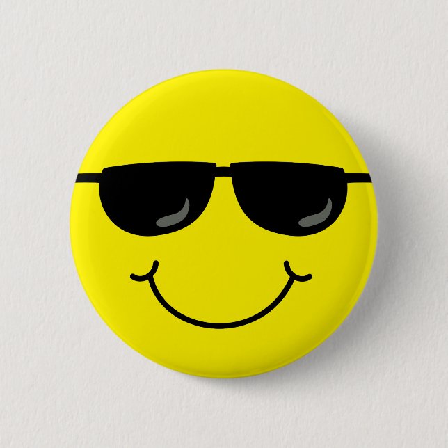 Cool Emoji Face with Sunglasses Button (Front)