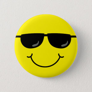 Cool Emoji Face with Sunglasses Button