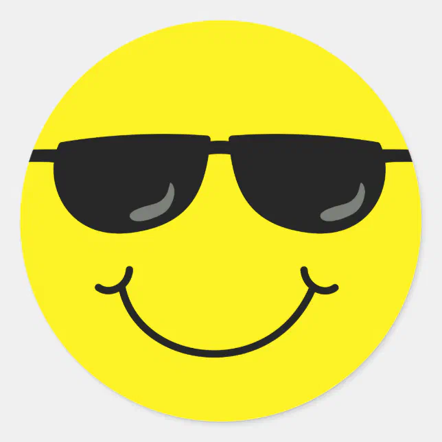 Cool Emoji Face with Sunglasses Classic Round Sticker | Zazzle