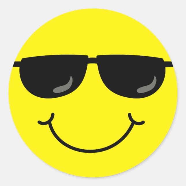 Cool Emoji Face with Sunglasses Classic Round Sticker (Front)