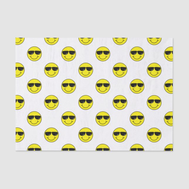 Cool Emoji Face with Sunglasses Tissue Paper (Front)