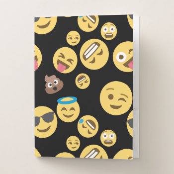 Cool Emoji Pattern Black Pocket Folders by MishMoshEmoji at Zazzle