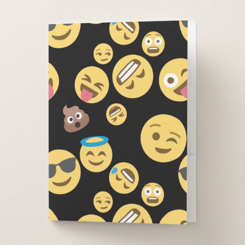 Cool Emoji Pattern Black Pocket Folders