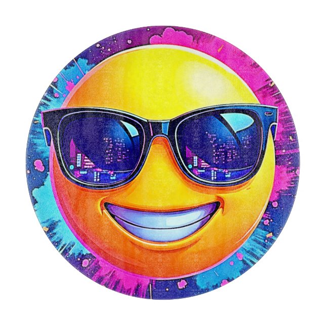 Cool 😎 Emoji Splash Fun Cutting Board (Front)